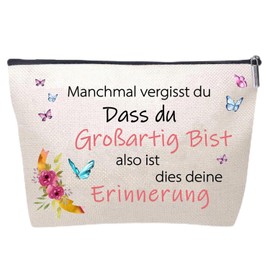 Freundschaftsgeschenke für Beste Freundin, Kosmetiktasche Klein Natürlich, Make Up Tasche mit Reißverschlüsse Schlüsselband für Geburtstag Weihnachten Muttertag, 25×17cm