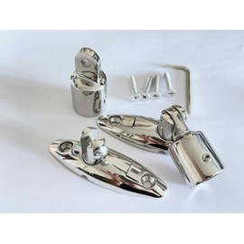 Baieasy Bimini Top Hardware, Deck Side Mounted Quick Release Hinges, Eye end caps, 316 Stainless Steel fits 7/8'' OD Round tubing (2 Pairs)