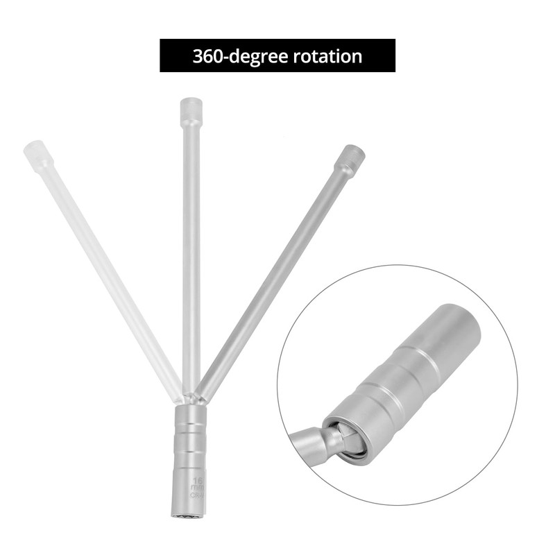 QWORK® 16mm Spark Plug Wrench, 12-Point, 3/8" Square Drive, Thin