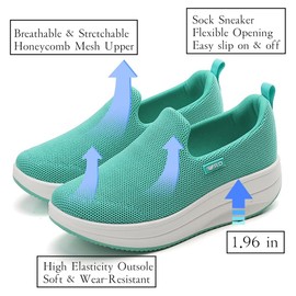 Roltte - Tenis de caminar para mujer, zapatos de enfermera, antideslizantes, para trabajo, para servicio de alimentos, tenis de plataforma, zapatos cómodos y casuales, Verde, 6.5 US
