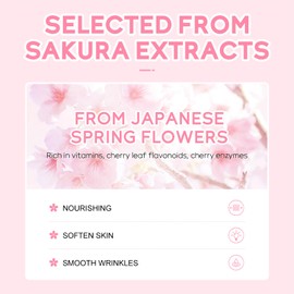 ISHERBIN 15Pcs Sakura Face Mask Skin Care - Korean Face Mask Set Clean Pore, Hydrating, Facial Mask Sheet Masks Kit - Clay Mud Mask & Lip Mask, Hydrating Face Masks Day & Night Care