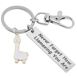 NAKUMICHA Motivational Llama Keychain Never Forget How Llamazing You are，Llama Gifts for Women,Alpaca Gifts decor Llama Lover Jewelry Gift for Family BFF Animal Lovers white