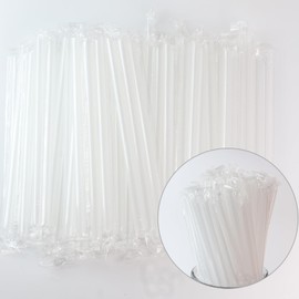 100 Pack Jumbo Smoothie Straws, Chetexus Clear Smoothie Straw Plastic Disposable Wide-mouthed Milkshake Straw, Individually Wrapped Straws (0.43" Diameter and 7.48" Long)