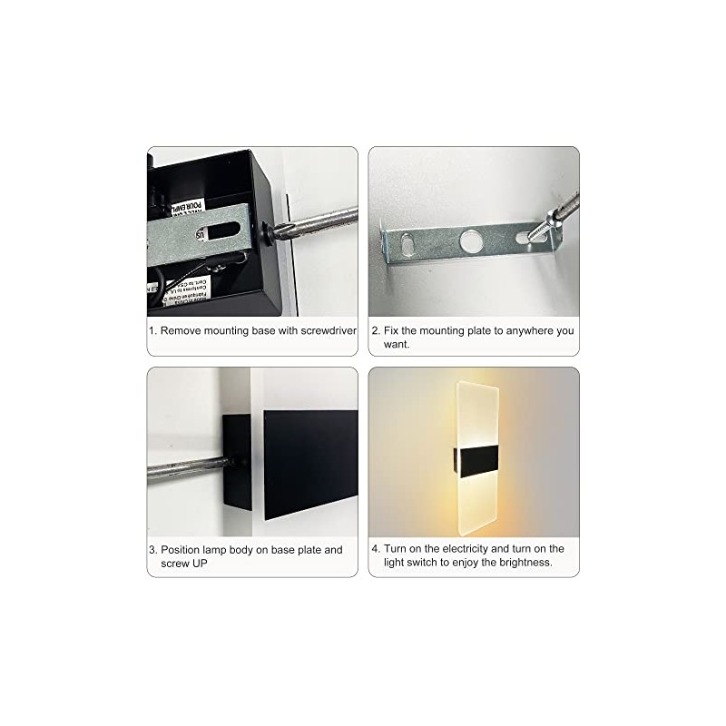 12V RV Modern Acrylic LED Wall Sconce with Switch, Decorative