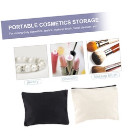 Ipetboom 10pcs Portable Cotton Zipper Storage Bag Multi-Purpose Handheld Wash Bag for Home School and Travel Canvas Pencil Case Black Beige