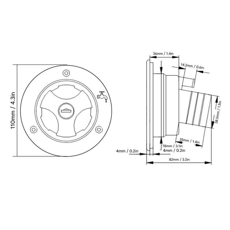 Round Water Inlet with Lock Camper Water Inlet Hatch Gravity