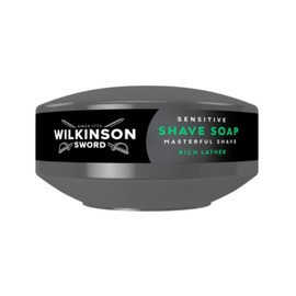 Wilkinson Sword Shaving Soap for Sensitive Skin, Ideal for Men's Cosmetic Bags, Home Barber Kits, Shaving Soap and Bowl for Sensitive Skin, Pack of 1