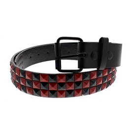 Zac's Alter Ego Bicolour Chessboard 3 Row Pyramid Studded Belt