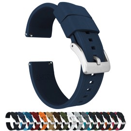 BARTON WATCH BANDS Quick Release Elite Silicone Watch Bands, Navy Blue, 18mm