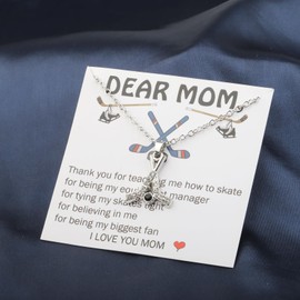 BEKECH Hockey Mom Necklace Momsicle Gift Ice Hockey Stick Necklace Hockey Lover Gift for Skating Mom