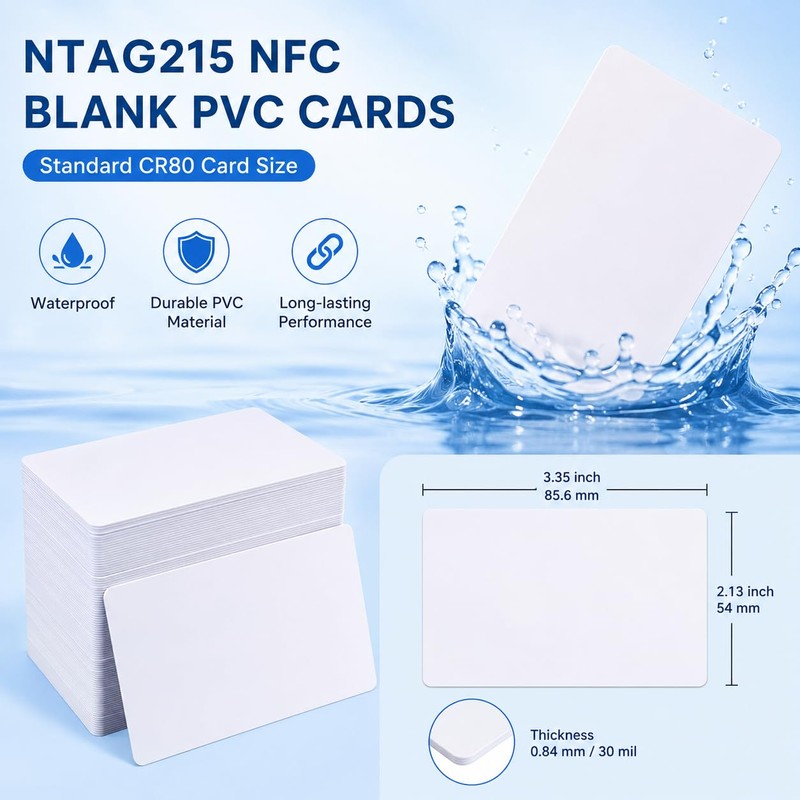 30 PCS NTAG215 NFC Cards, Rewritable Programmable PVC NFC Cards