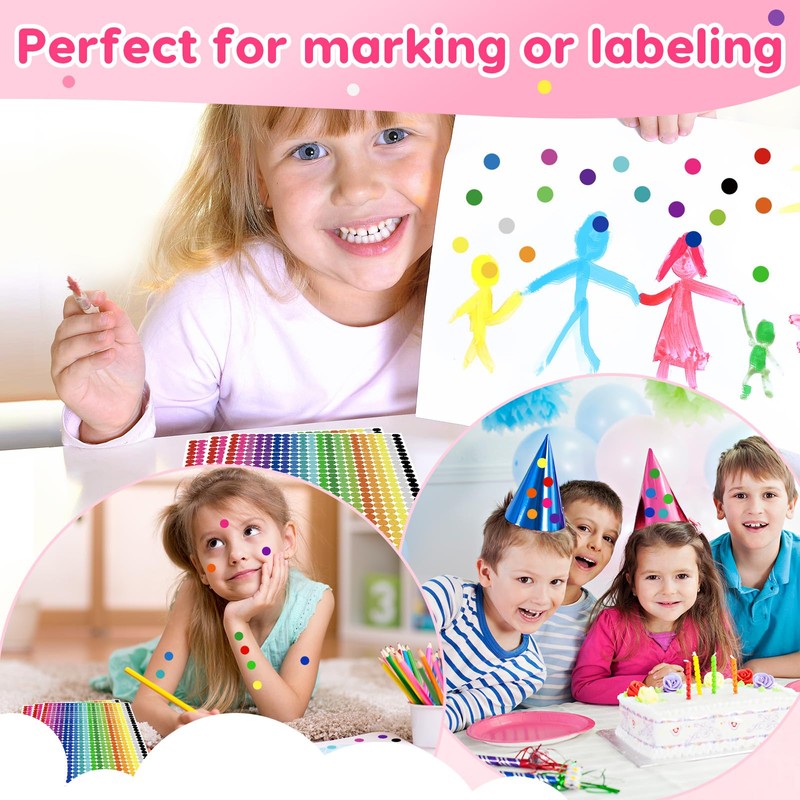 12000 PCS 1/4" Small Round Color Coding Dot Stickers -