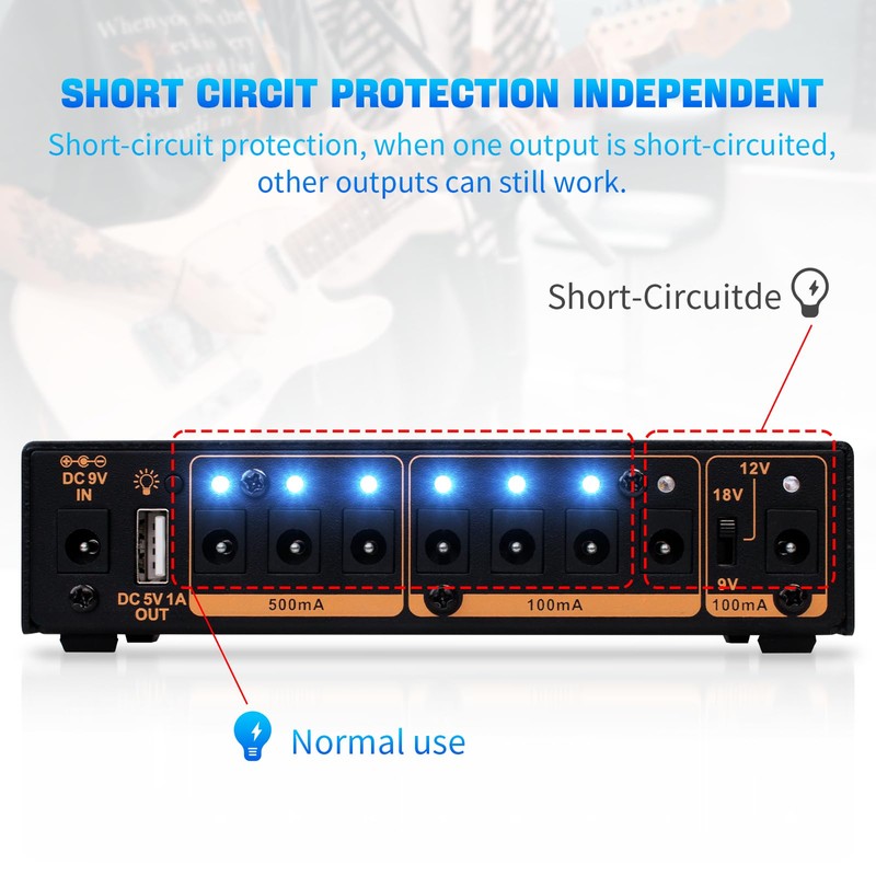 JOYO Built-in 4400mAh Rechargeable Battery Guitar Effect Pedal Power Supply