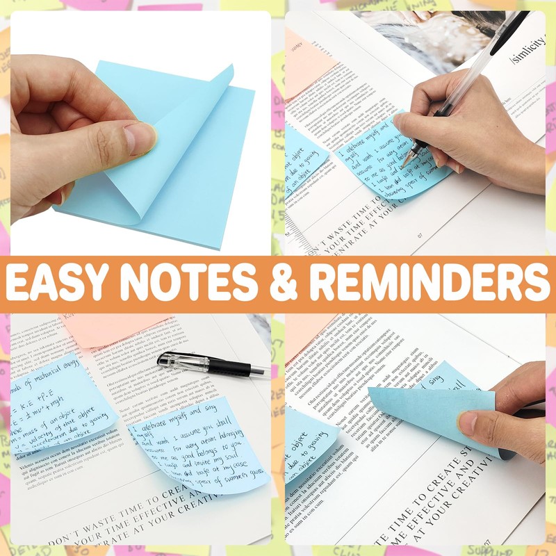 (9 Pack) Sticky Notes 3x3 Inches Colorful Sticky Notes，Super Sticking