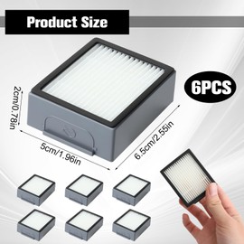 6-Pack High-Efficiency Filter Replacement Parts for e i j Series iRobot Vacuums E5 E6 i1 i1+ i3 i3+ i4 i4+ i6 i6+ i7 i7+ i8 i8+ j7 j7+ Compatible with Select Roomba Combo Models Filtration Replacement