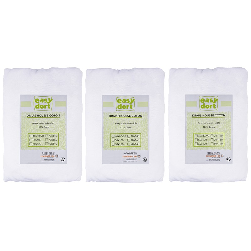 Set of 3 Fitted Sheets 40 x 80 cm (40