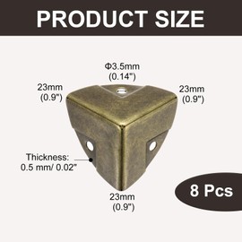 uxcell 8PCS Metal Corner Protector 0.9 x 0.9 x 0.9 Inch Box Edge Guard Protector Zinc Alloy Cabinets Speaker Corners Protector for Furniture Decorative (Imprint Edge, Vintage Bronze Tone)