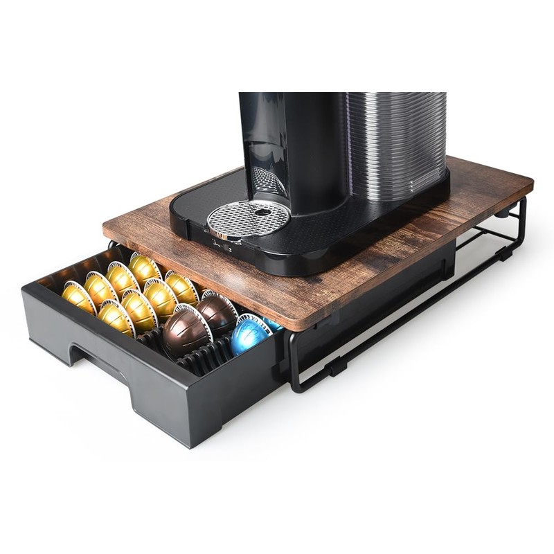EVERIE Wooden Coffee Pod Storage Drawer Holder Compatible with Nespresso