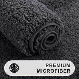 smiry U-Shape Toilet Mat, Extra Soft Pedestal Mat for Toilet, Absorbent Microfiber Toilet Bathroom Mats, 50 x 60 cm, Dark Grey
