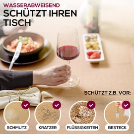 Elegant Tablecloth with Natural Linen Look, Lina Tablecloth and Table Runner, Choice of Size and Colour (Square 110 x 110 cm, Honey Brown)