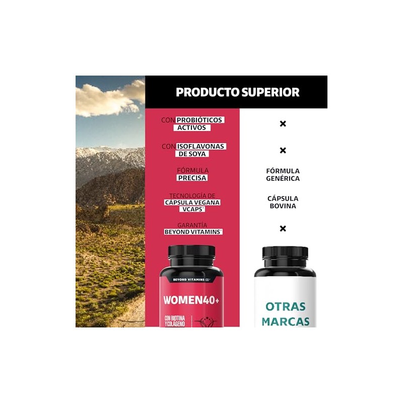 Beyond Vitamins Women Biotina Inositol Colágeno Isoflavonas Soya Probióticos Activos