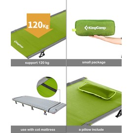 Kingcamp Ultralight Compact Folding Camping Cot Bed, 4.9 Pounds (Green)