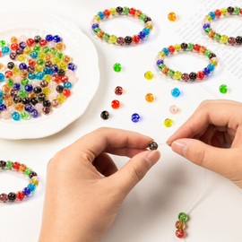 108Pcs Luminous Glass Beads Bulk Glow in The Dark 8mm Firefly Glow Loose Spacer Ball Beads for Jewelry Making DIY Craft Bracelet Earring (Multicolor)