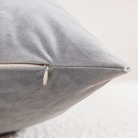 DEZENE Decorative Pillow Cases 12x20 Light-Grey: 2 Pack Cozy Soft Velvet Rectangular Throw Pillow Covers for Farmhouse Home Decor