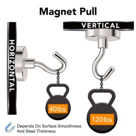 MIKEDE Strong Magnetic Hooks, 120Lbs Heavy Duty Magnetic Hooks for Cruise Cabin, Neodymium Earth Magnets with Hooks for Hanging, Super Metal Industrial Magnetic Hanger for Grill, Cruise, Storage