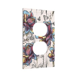 Color Rose 1 Gang Outlet Covers Duplex Receptacle WallPlate Electrical Faceplate Switch Gradients Vintage Flower Watercolor Floral Spring Blooming Girly Rustic Colourful Retro Chic Garden Plants Decor