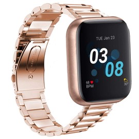 YOUkei Compatible with iTouch Air 3 Bands, Stainless Steel Metal Replacement Strap Bracelet Compatible for iTouch Air 3 40mm / IOWODO R3Pro Straps/Popglory P22 / Donerton Smartwatch (Rose Gold)