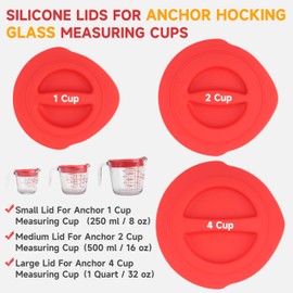 Silicone Replacement Lid Only Fit For Anchor Hocking 1-Cup, 2-Cup, 4-Cup Glass Measuring Cup, Reusable & Durable, Dishwasher, Microwave Safe (Cup not Included)