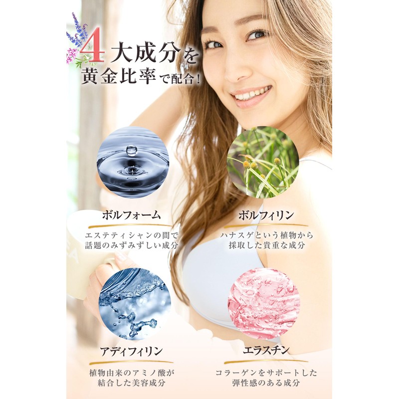 Fuwareemo Bustcare Body Massage Cream, Elastin + Hyaluronic Acid +