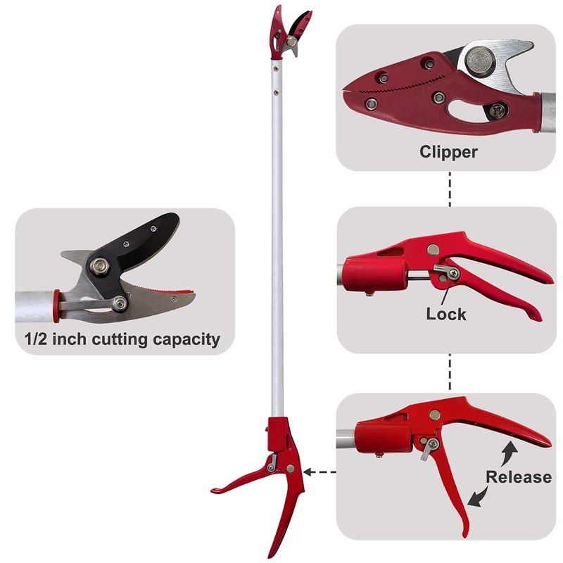 Prunrt Tree Trimmer, 2 Foot Pole Pruner, Long Reach Pruning