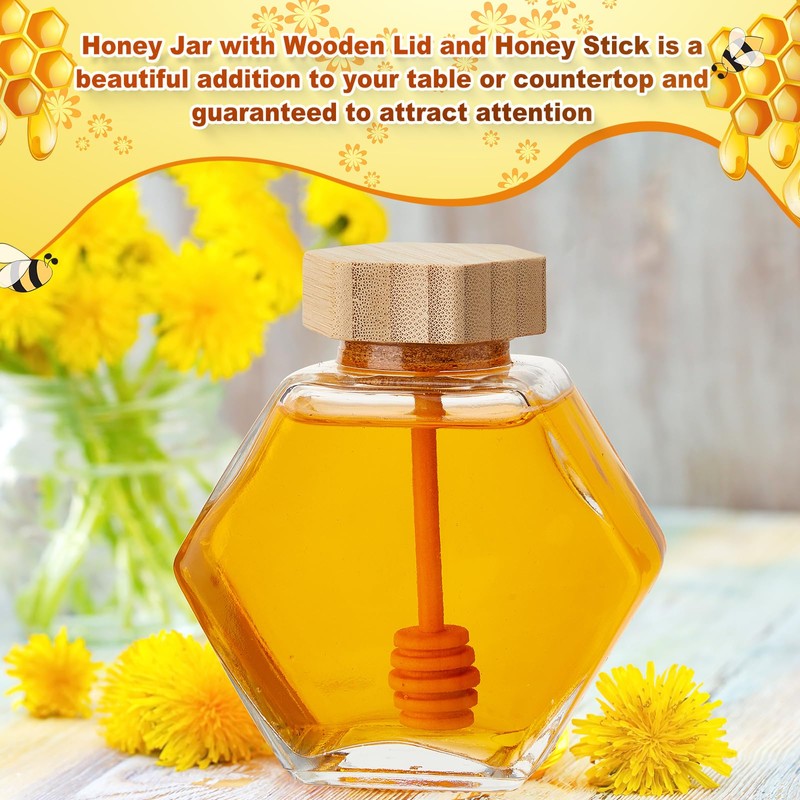 Sunnyray 20 Pcs 220 ml Glass Honey Jars with Dipper