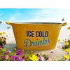 Retro Large Ice Cold Drinks Metal Bucket, Oval Party Beverage