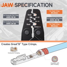 iCrimp Ratchet Weather Pack Sealed Connector Crimping Tool, Wire Crimper for AWG24-14 Waterproof Terminals with Locking Feature IWC-1424BP