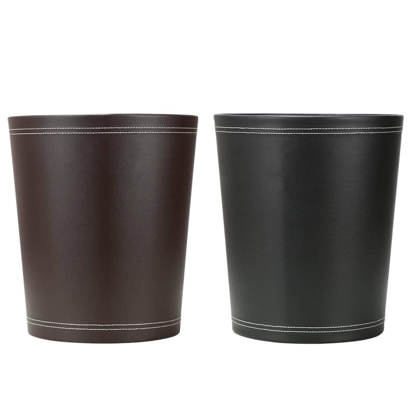 KINGFOM™ Classic Leather Waste Bin, Creative Waste Paper Basket, Storage