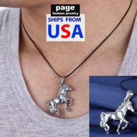 Unbranded Men/Women Stainless Steel Silver Horse Charm Pendant With 18" Necklace