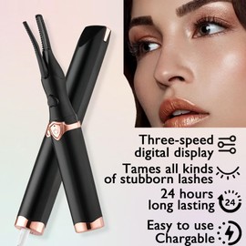 Heated Eyelash Curlers, Portable Heated Lash Curler Intelligent Power Off Fast Heating Electric Eyelash 3 Gear Temperature Control Electric Eyelash Curler for Natural Long-Lasting Eyelashes