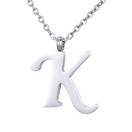 Morella Ladies' Necklace with Letter Pendant, Stainless Steel Silver in Gift Bag, Stainless Steel