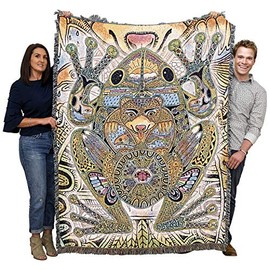 Frog - Animal Spirits Totem - Sue Coccia - Blanket Throw Woven from Cotton - Made in The USA (72x54)