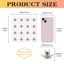CREATCABIN 128Pcs Bumble Bee Stickers Planner Stickers Self-Adhesive Decals Waterproof DIY for Crafts Water Bottles Phone Laptop Guitar Scrapbooking Party Adults School Teachers 1 Inch
