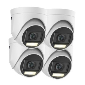 ANNKE 4 Pack Security Camera, 3K (2960 * 1665) Wired HD-TVI Add-on Turret Cam with Built-in Mic, Smart Dual Light Night Vision, 2.8mm Lens, IP67 Waterproof for Outdoor Indoor Video Surveillance