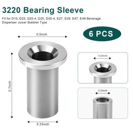 3220 Bearing Sleeve Compatible with Grindmaster Crathco Beverage Dispenser Parts Fit for D15, D25, D35 Beverage Dispenser Juicer Bubbler Type, Sleeve Bearing for 3220 D & E Serie (Pack of 6)