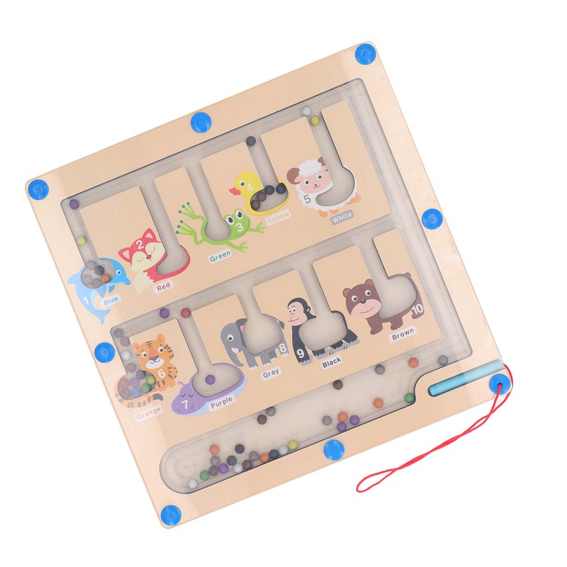 Magnetic Color and Number Maze Board Early Education Wooden Matching