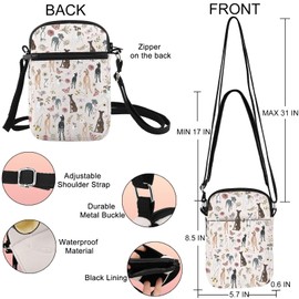 MYSOMY Greyhound Crossbody Bag Greyhound Owner Gifts Greyhound Themed Gifts Greyhound Dog Shoulder Bag (thin dog cb UK)
