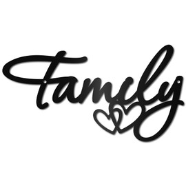 CREATCABIN Family Metal Wall Art Decoration, Black Wall Silhouette, Hanging Decoration, Iron Wire, Wall Art, Sculpture, Decoration, Cutout, Blessed Ornament for Farmhouse, Indoor and Outdoor Use, 16 x