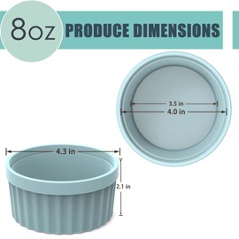 Silicone Ramekins 8 oz Oven Safe, 2Pcs Creme Brulee Ramekins 8 oz, 4 inch Silicone Ramekin for Baking Souffle, Custard, Pudding
