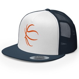 RIVEMUG NG Basketball Silhouette Embroidered Flat Bill Trucker Hat High Crown Adjustable Player Coach Sports Gift Cap